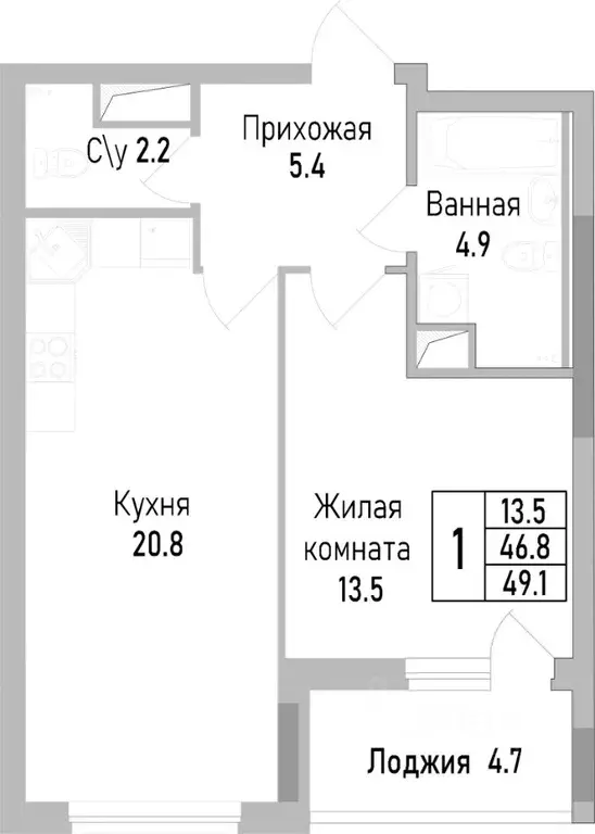 1-к кв. Липецкая область, Липецк Поколение жилой комплекс (48.9 м) - Фото 0