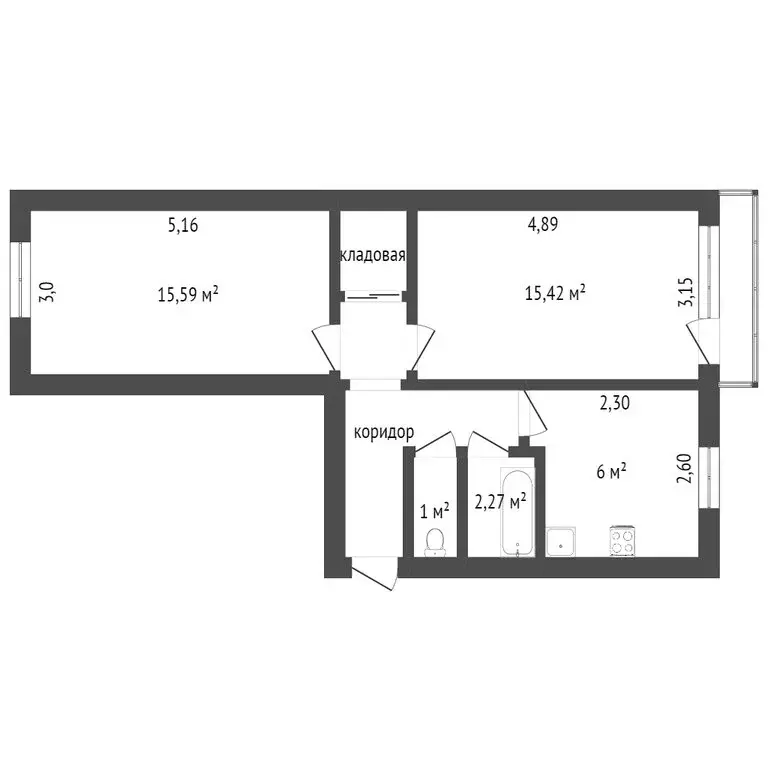 2-комнатная квартира: Ачинск, 5-й микрорайон, 35А (48.1 м) - Фото 0