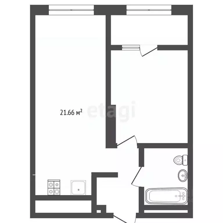1-к кв. Тюменская область, Тюмень ул. Василия Малкова, 19 (44.8 м) - Фото 2
