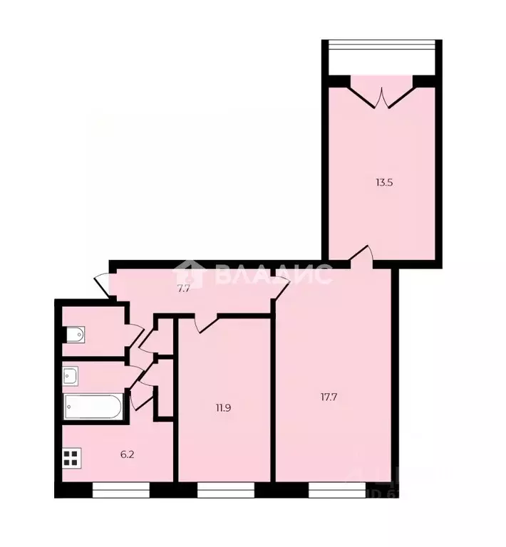 3-к кв. Санкт-Петербург Парашютная ул., 12 (58.0 м) - Фото 2