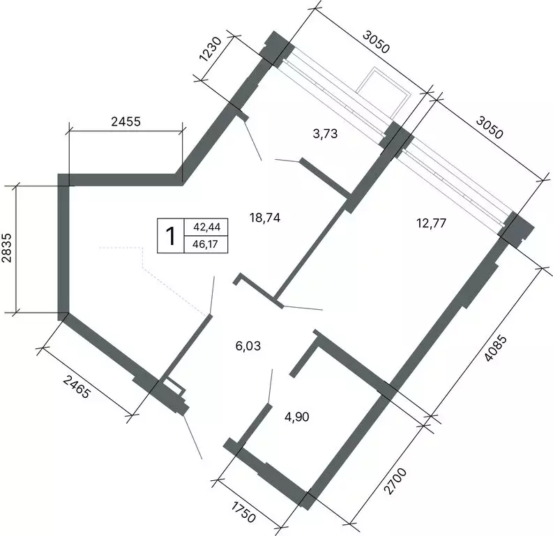 1-комнатная квартира: Екатеринбург, улица Мира, 47/6 (45.8 м) - Фото 2