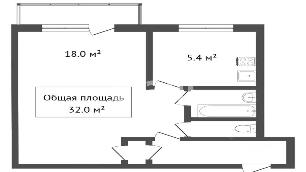 1-к кв. Томская область, Томск Карский пер., 29 (31.5 м) - Фото 1
