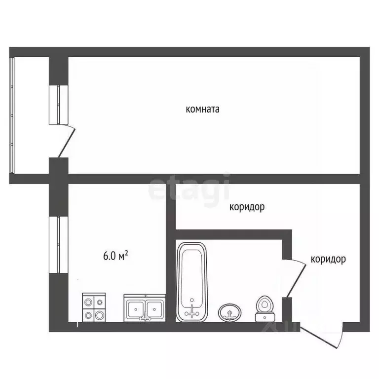 1-к кв. Московская область, Клин ул. 50 лет Октября, 19 (30.3 м) - Фото 2