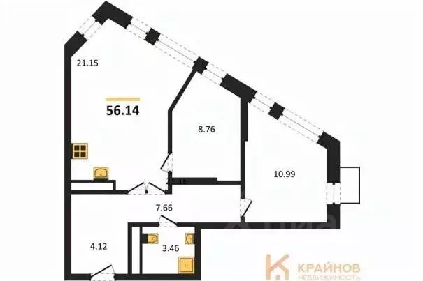 2-к кв. Воронежская область, Воронеж наб. Чуева, 7 (56.14 м) - Фото 0
