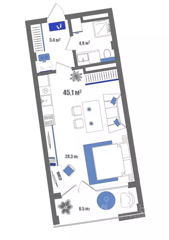 1-к кв. Крым, Судак ул. Набережная, 75 (45.1 м) - Фото 1