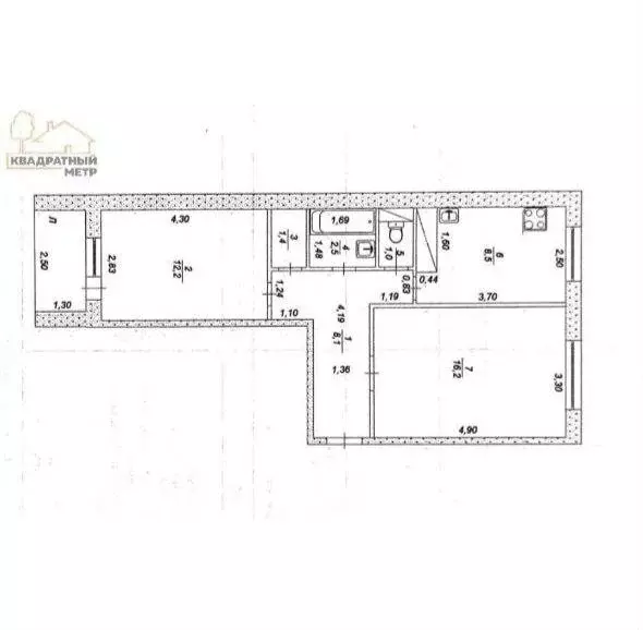 2-комнатная квартира: Димитровград, улица Курчатова, 42 (52 м) - Фото 1