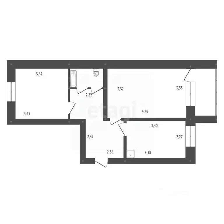 2-к кв. Амурская область, Белогорск ш. Никольское, 11 (48.0 м) - Фото 1