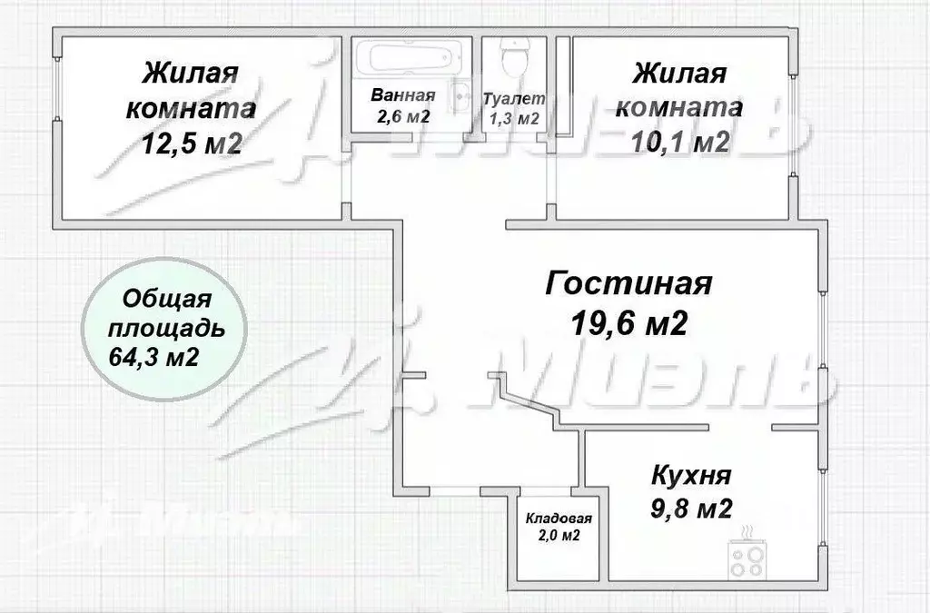 3-к кв. Калужская область, Калуга ул. Суворова, 69 (64.3 м) - Фото 1