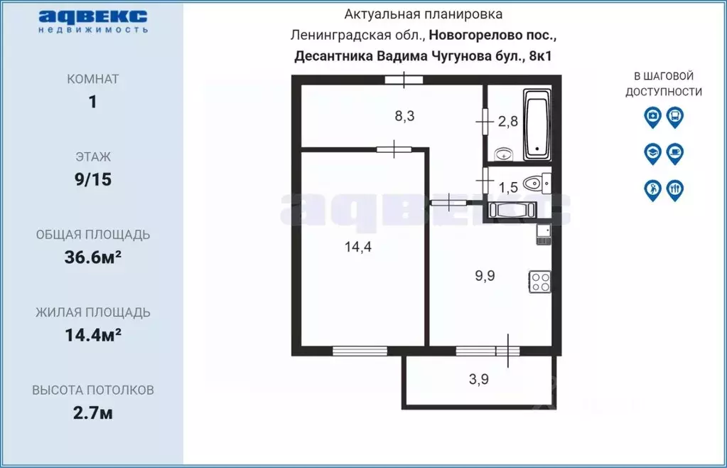 1-к кв. Ленинградская область, Ломоносовский район, Виллозское ... - Фото 2