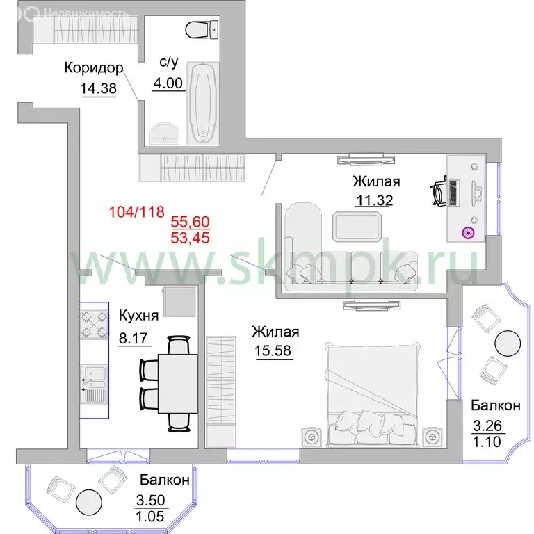 2-комнатная квартира: Пионерский, Портовая улица, 5 (62.5 м) - Фото 0