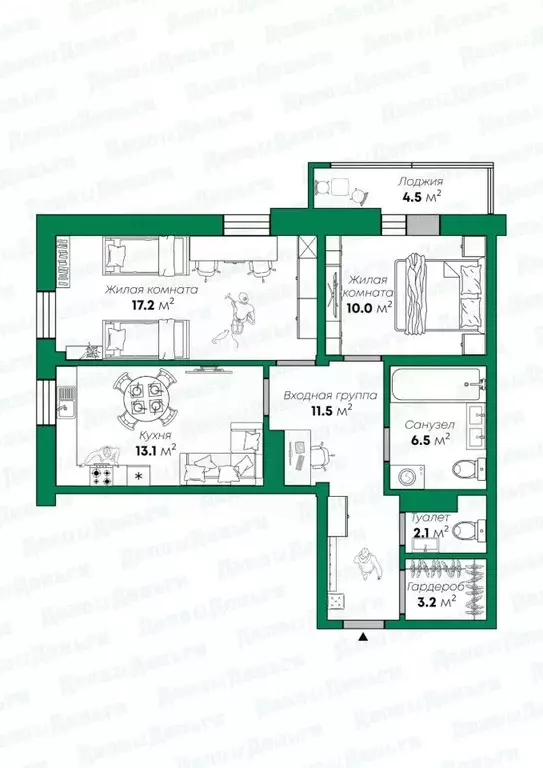 3-к кв. Кировская область, Киров ул. Мостовицкая, 12 (68.1 м) - Фото 2