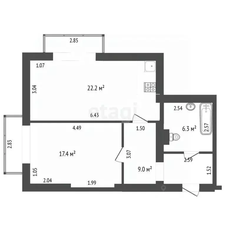 1-к кв. Севастополь ул. Симонок, 53В (54.9 м) - Фото 0