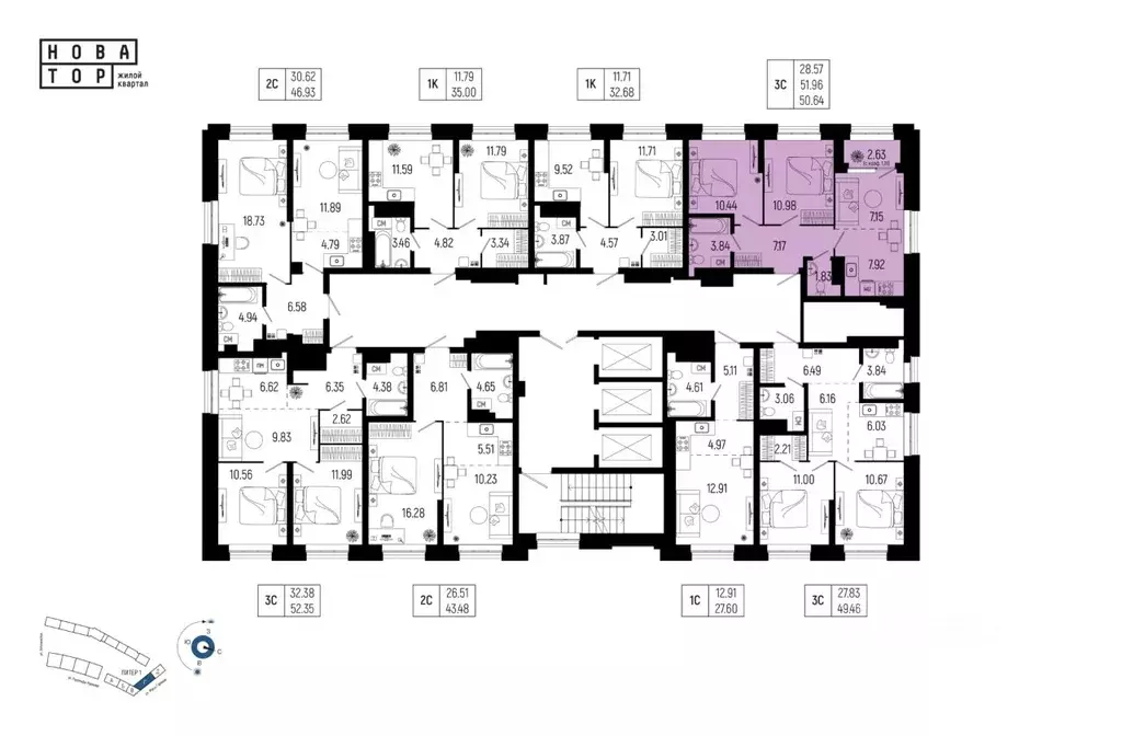 3-к кв. Башкортостан, Уфа Глумилино-1 мкр, Новатор жилой комплекс ... - Фото 2