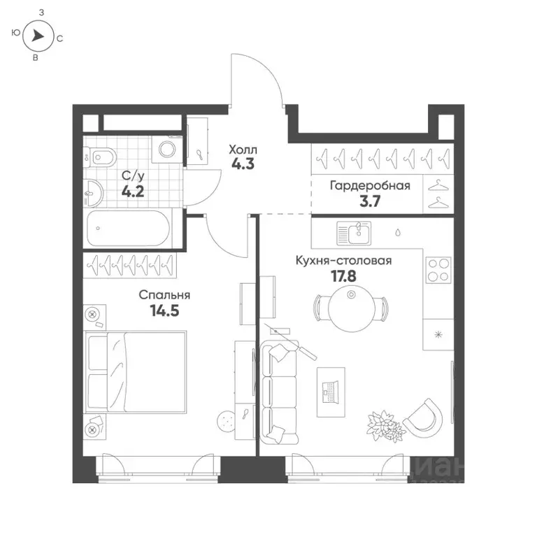 1-к кв. Москва Октябрьская ул., 103 (44.5 м) - Фото 0