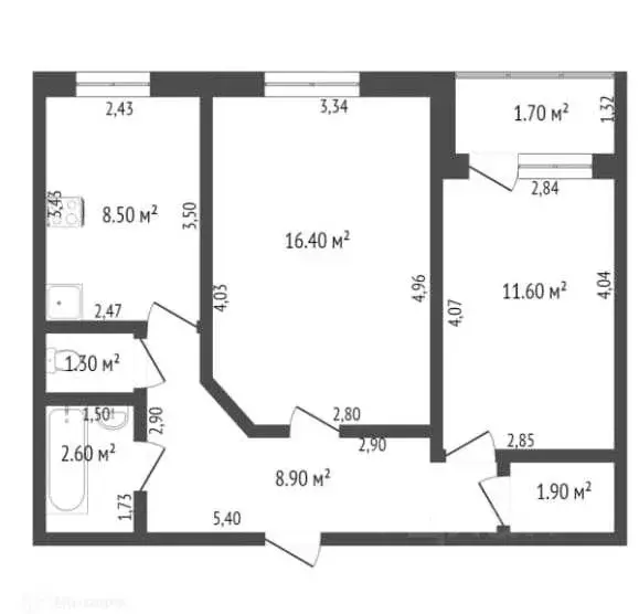 2-к кв. Башкортостан, Стерлитамак ул. Артема, 102 (50.2 м) - Фото 0