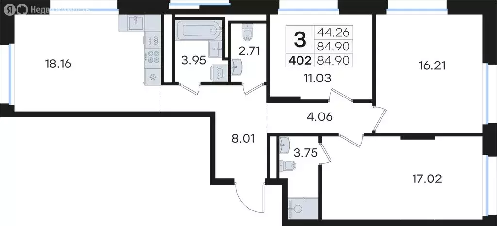 3-комнатная квартира: Нижний Новгород, Нижегородский район (84.9 м) - Фото 0