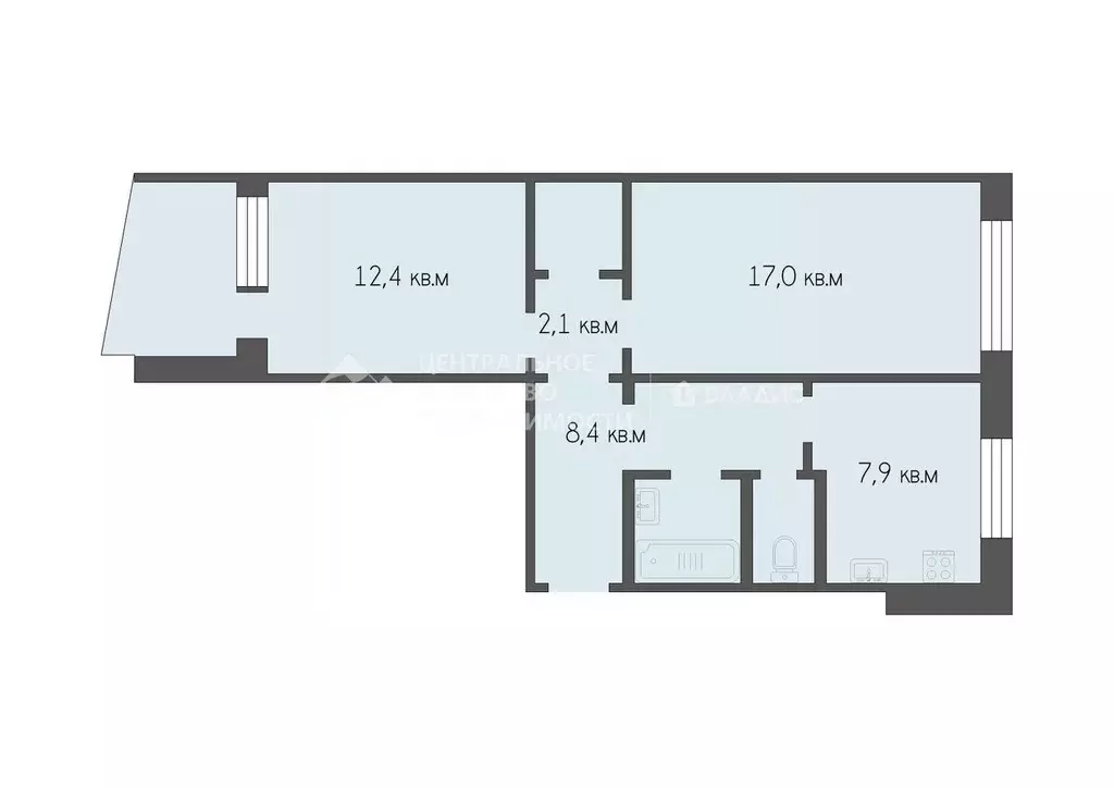 2-к кв. Рязанская область, Рязань Магистральная ул., 2к1 (53.9 м) - Фото 2