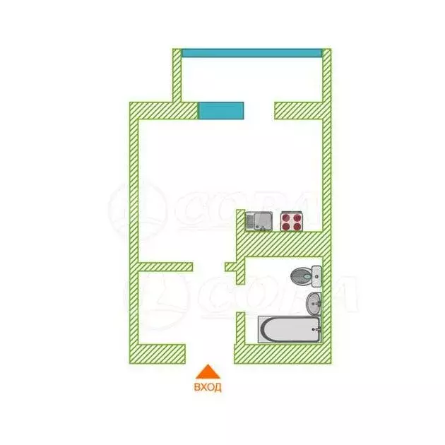 Квартира-студия: Дударева, улица Сергея Джанбровского, 1 (19 м) - Фото 0