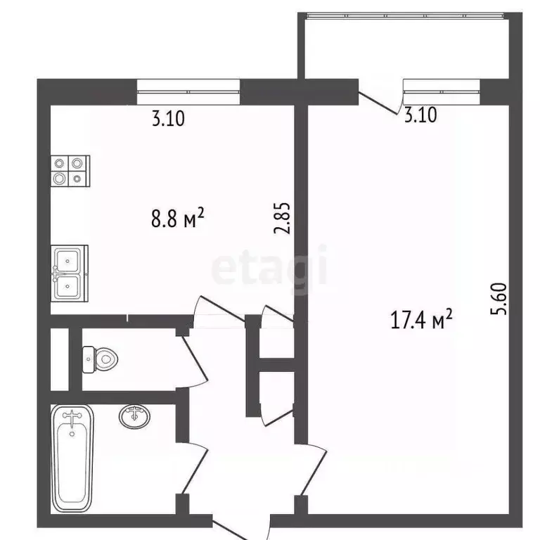 1-к кв. Ярославская область, Ростов 2-й мкр, 53 (33.7 м) - Фото 2
