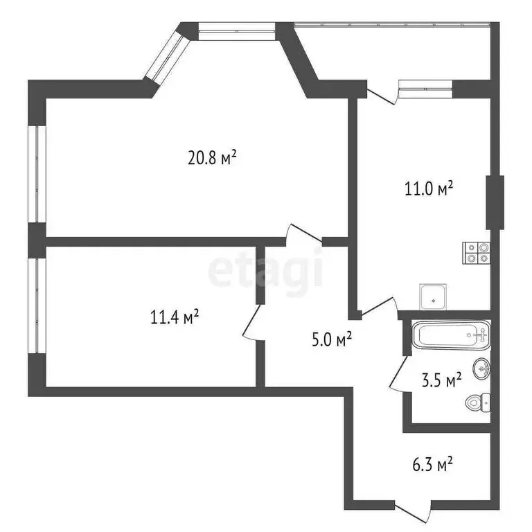 2-комнатная квартира: Анапа, Владимирская улица, 69 (62 м) - Фото 0