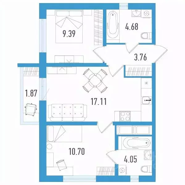 2-к кв. Санкт-Петербург ул. Маршала Казакова, 62к1 (50.25 м) - Фото 0