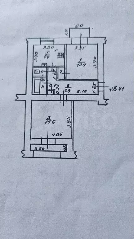 2-к. квартира, 50 м, 3/4 эт. - Фото 0