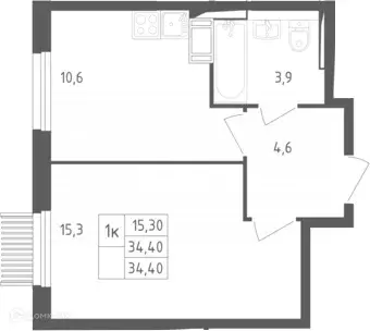Продаётся 1-к квартира, 34.4 м - Фото 0