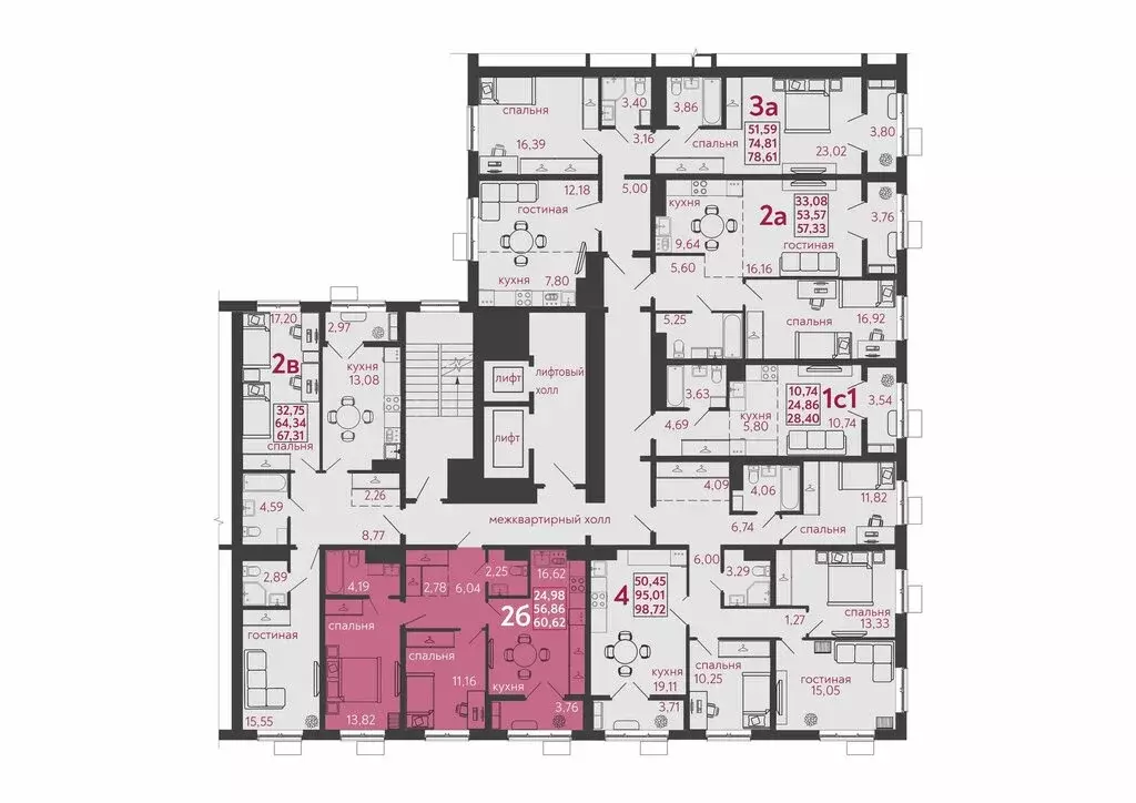 2-комнатная квартира: Пенза, ЖК Микрорайон Новобережье, 2 (60.62 м) - Фото 1