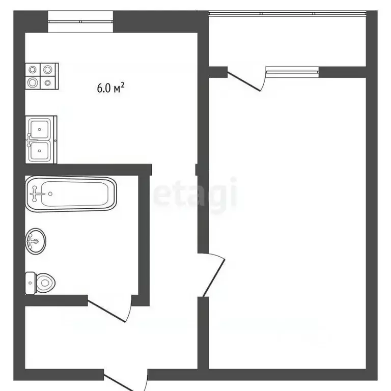 1-к кв. Забайкальский край, Чита ул. Гагарина, 11 (31.0 м) - Фото 2