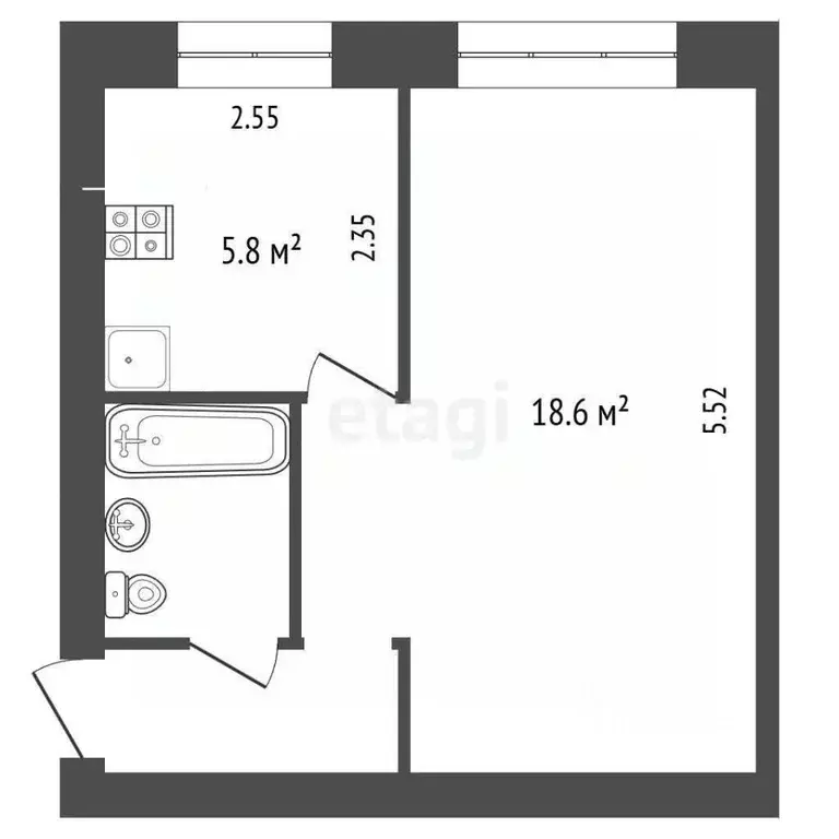 1-к кв. Ярославская область, Рыбинск Солнечная ул., 11 (30.0 м) - Фото 2