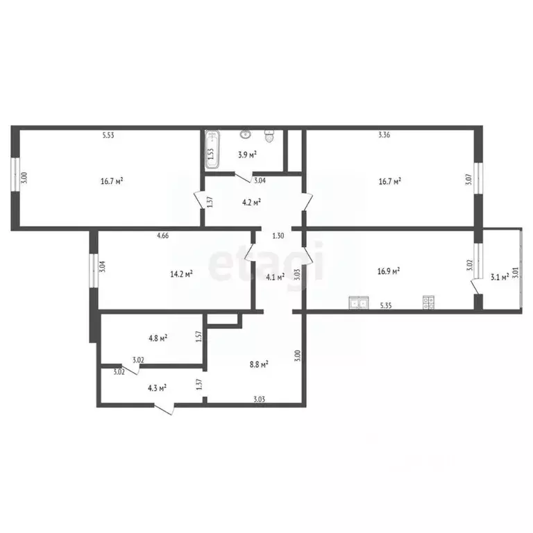 3-к кв. Ханты-Мансийский АО, Нягань 4-й мкр, 28 (94.9 м) - Фото 1