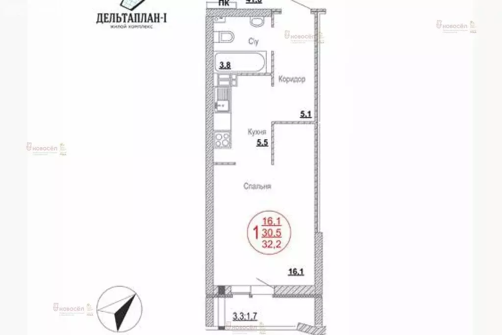 1-комнатная квартира: Екатеринбург, Ракетная улица, 20 (31 м) - Фото 0