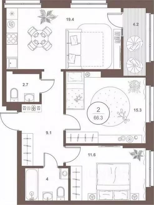 2-к кв. Пензенская область, Пенза Арбеково жилрайон, Дальнее Арбеково ... - Фото 2
