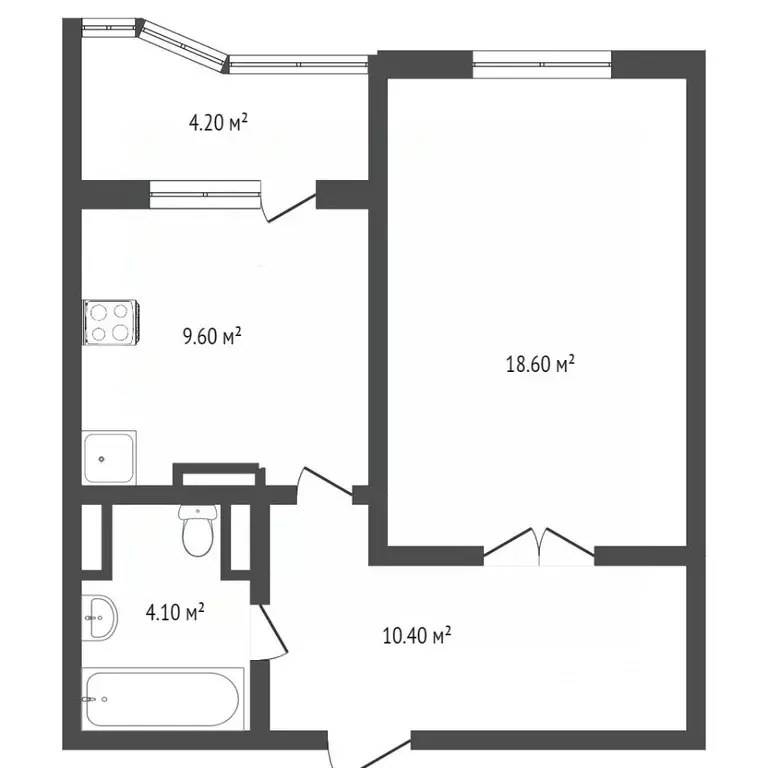 1-к кв. Ханты-Мансийский АО, Сургут ул. Генерала Иванова, 2 (42.7 м) - Фото 1