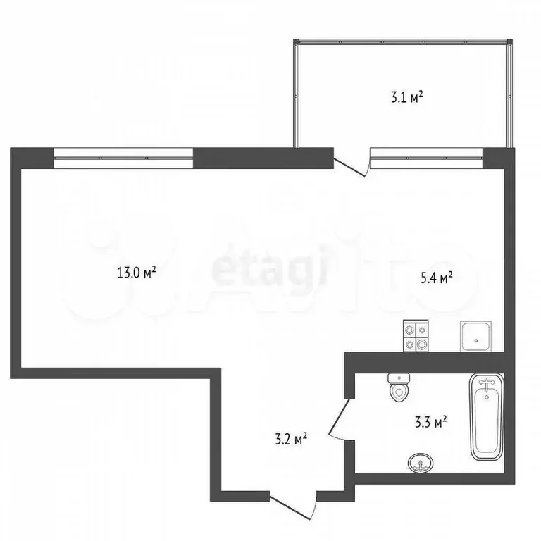 Квартира-студия, 24,9 м, 4/10 эт. - Фото 0