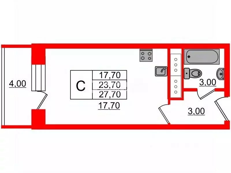 Студия Санкт-Петербург 5-й Предпортовый проезд, 2 (23.7 м) - Фото 2