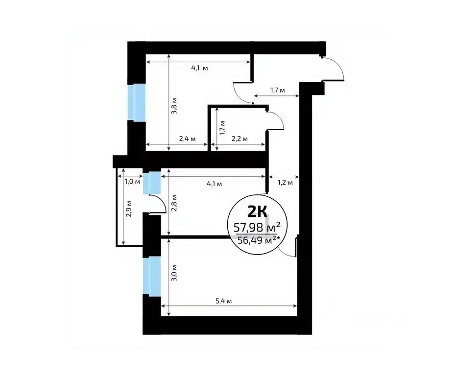 2-к кв. Самарская область, Самара пос. Мехзавод, 1-й кв-л, 50 (57.98 ... - Фото 1