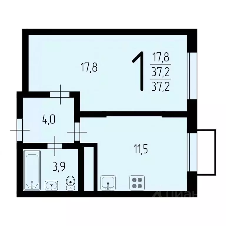 1-к кв. Москва ул. Гренадерская, 9к3 (37.2 м) - Фото 2