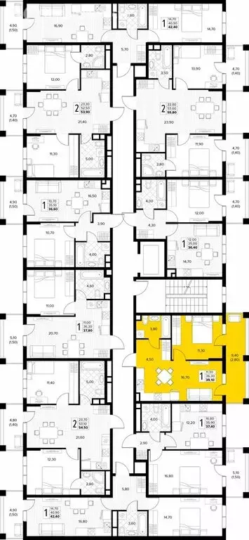 1-комнатная квартира: село Сукко, жилой комплекс Кипарис (39.1 м) - Фото 2