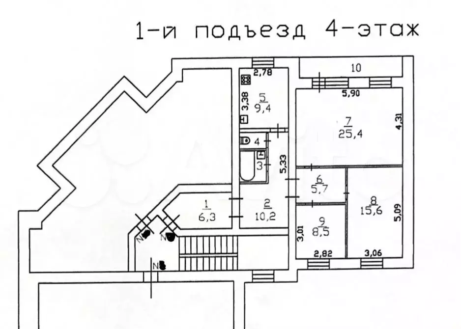 3-к. квартира, 85,1 м, 4/6 эт. - Фото 0