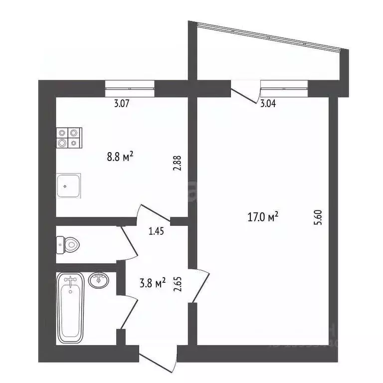 1-к кв. Тюменская область, Тюмень Широтная ул., 13б (33.5 м) - Фото 1