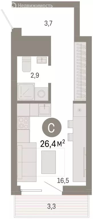 Квартира-студия: Екатеринбург, жилой район Эльмаш, Механический ... - Фото 2