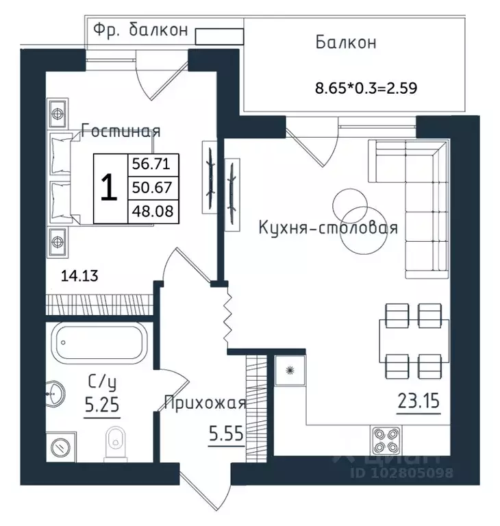 1-к кв. Калининградская область, Янтарный пгт Янтарные Сезоны жилой ... - Фото 1