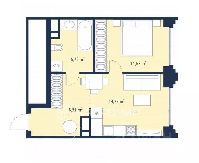 1-к кв. Москва Нагатинская ул., к1вл1 (41.65 м) - Фото 1