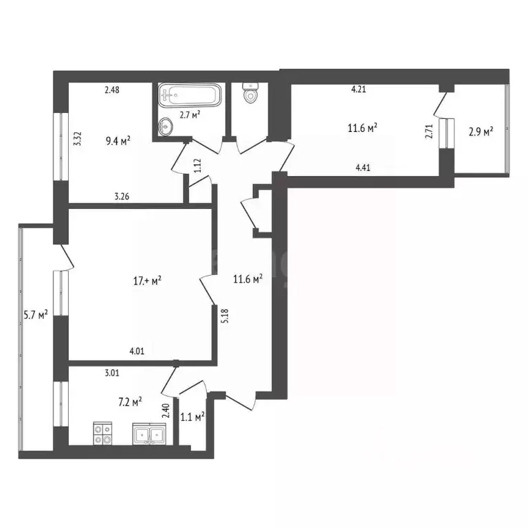 3-к кв. Крым, Евпатория ул. 60 лет ВЛКСМ, 26/151 (63.3 м) - Фото 1