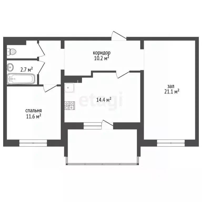 2-к кв. Чувашия, Чебоксары ул. П.В. Дементьева, 6к1 (65.7 м) - Фото 2