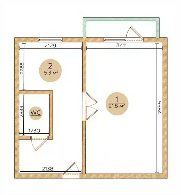 1-к кв. Москва просп. Вернадского, 32К70 (31.9 м) - Фото 2