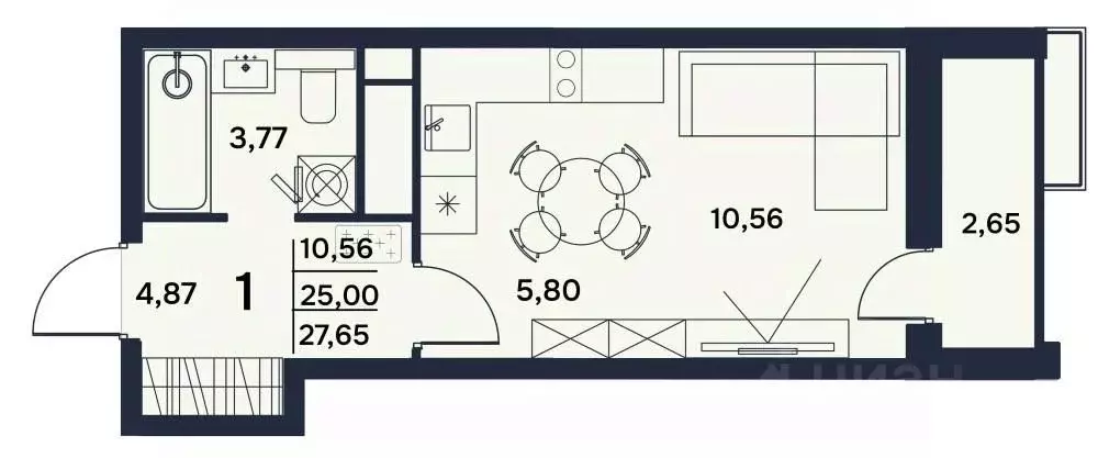 Студия Пензенская область, Пенза ул. Терновского, 241 (27.85 м) - Фото 1