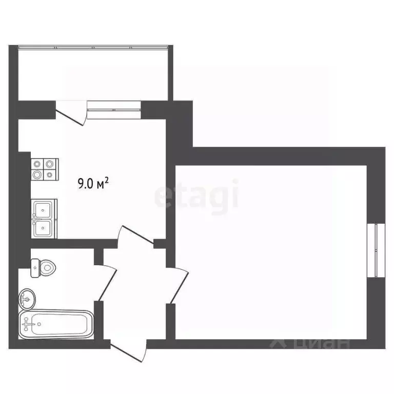 1-к кв. Калужская область, Калуга бул. Солнечный, 10 (39.3 м) - Фото 2
