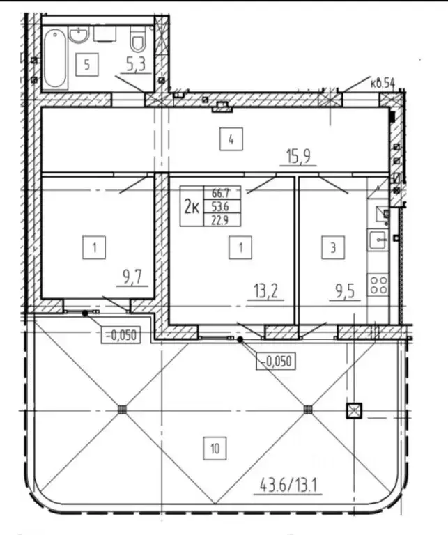 2-к кв. Калининградская область, Калининград ул. Байкальская, 1к5 ... - Фото 2